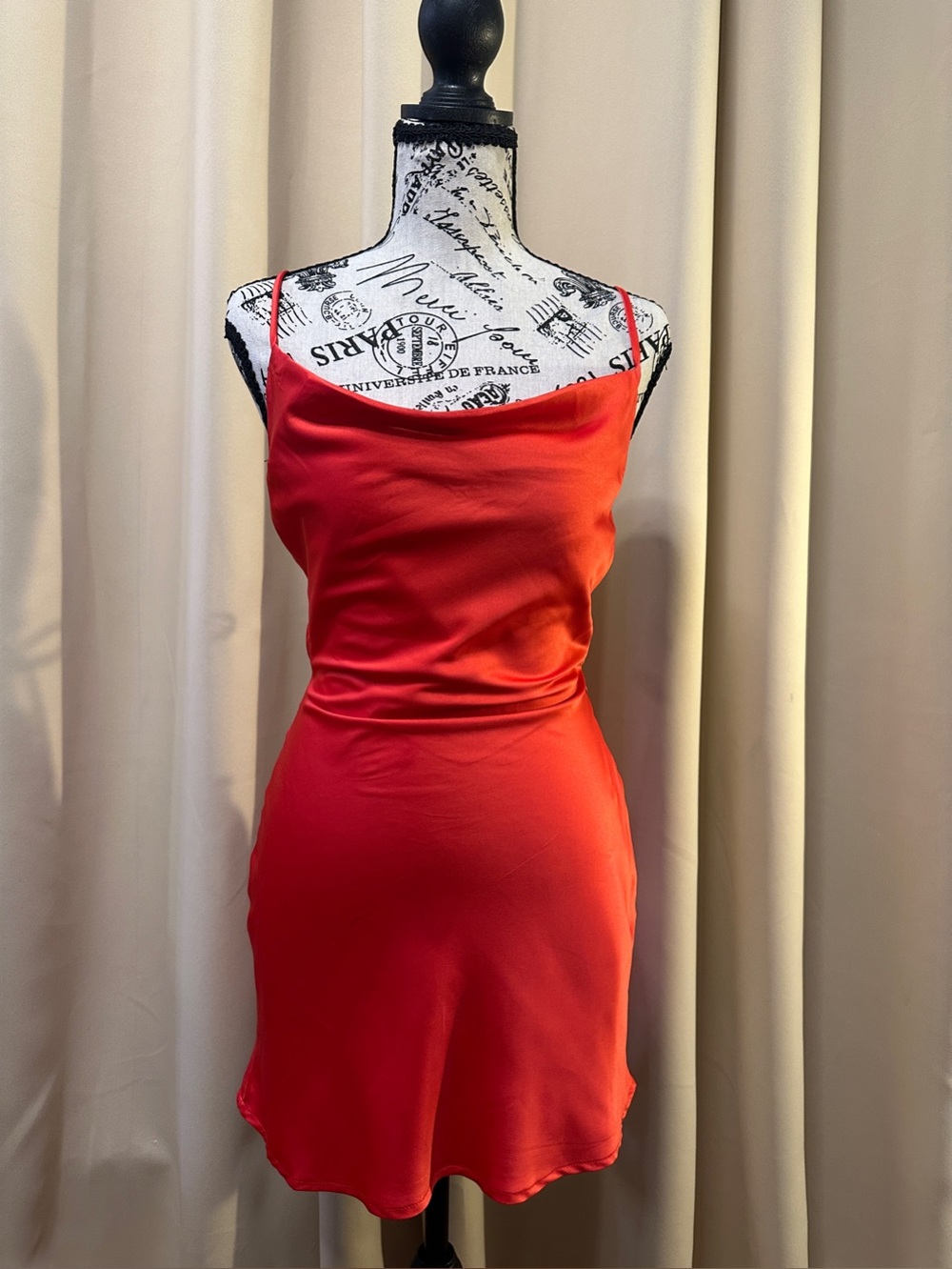 NWT Princess Polly Celena Red Satin Lace Up Mini Dress Size 2